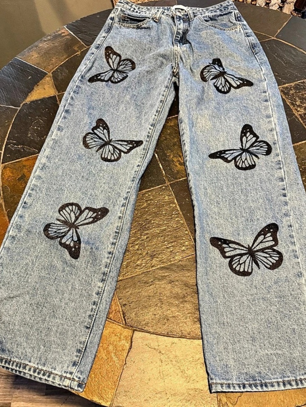 rue21 Butterfly Print Straight Leg Jeans Women's Butterfly Straight Leg Jeans